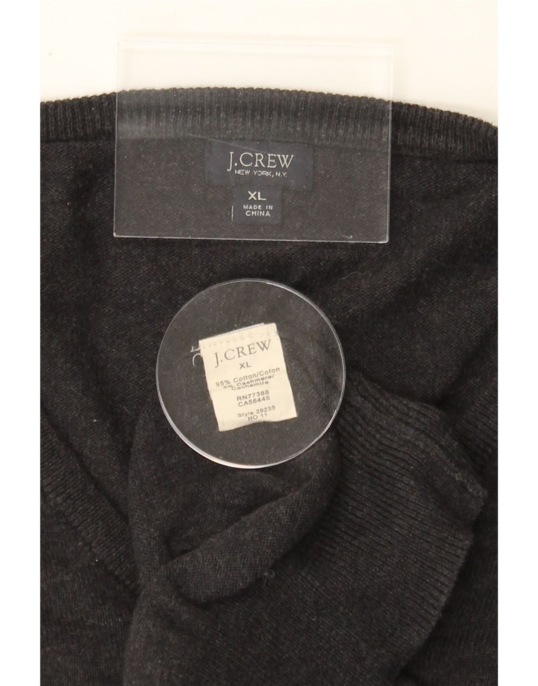J. CREW Mens V-Neck Jumper Sweater XL Grey Cotton Vintage J. Crew and Second-Hand J. Crew from Messina Hembry 