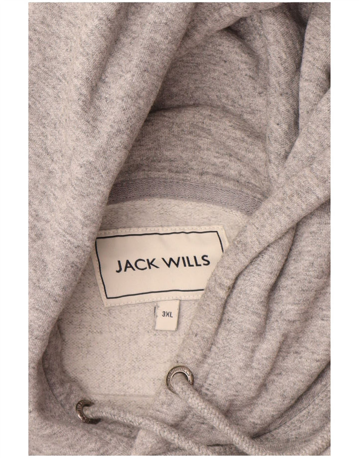JACK WILLS Pull à capuche graphique pour homme 3XL Gris chiné en coton