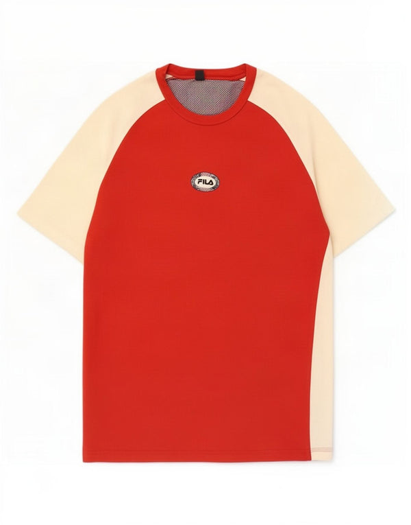 Fila Mens Graphic T-Shirt Top XL Red Colourblock Cotton