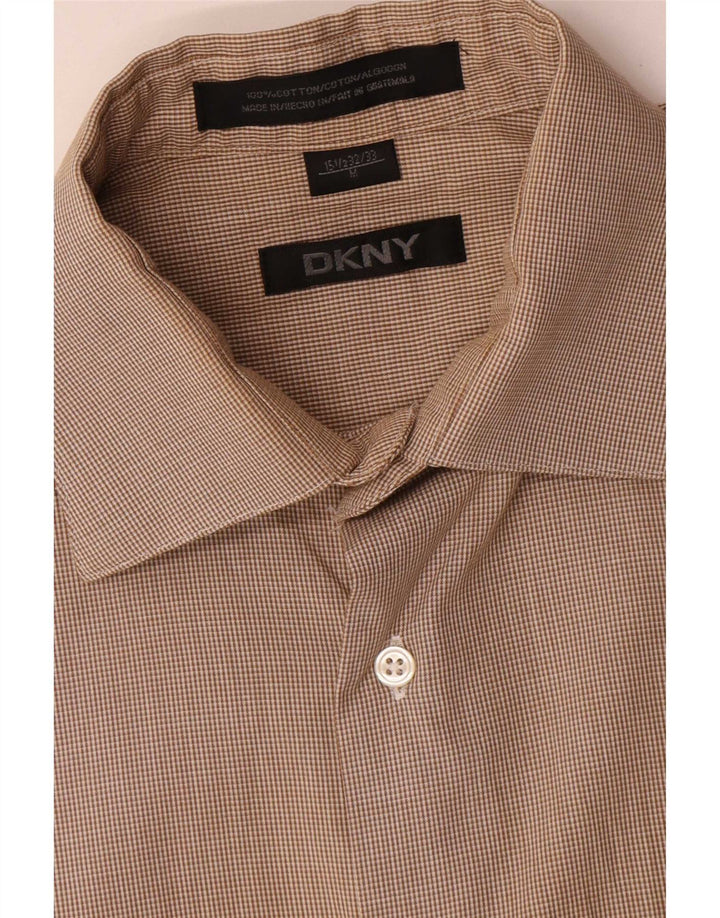 Dkny Chemise Homme Taille 15 1/2 Coton à Carreaux Marron Moyen