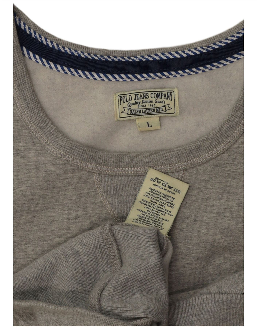 POLO RALPH LAUREN Sweat-shirt long pour femme UK 16 Large Gris