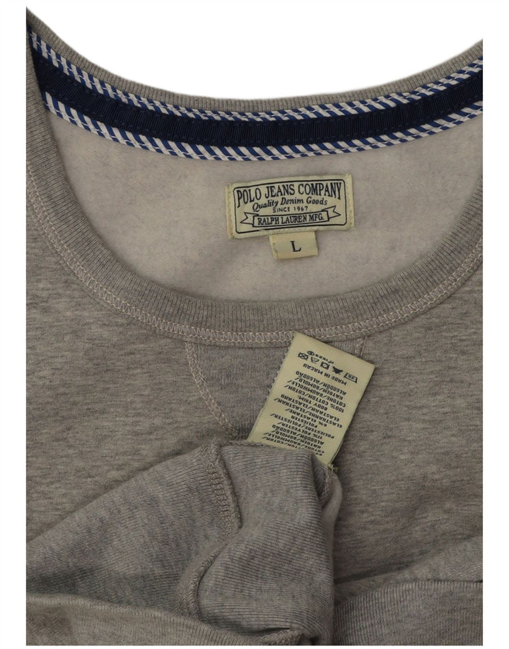 POLO RALPH LAUREN Sweat-shirt long pour femme UK 16 Large Gris