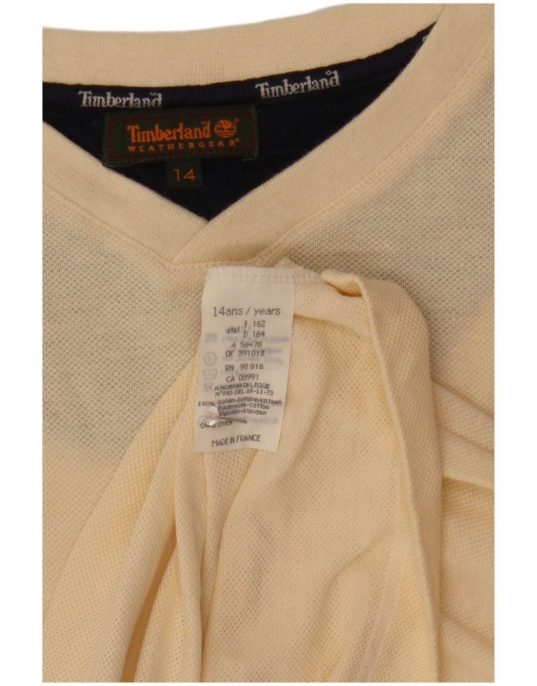 Timberland Pull Sweat Garçon 13-14 ans Blanc Cassé Coton