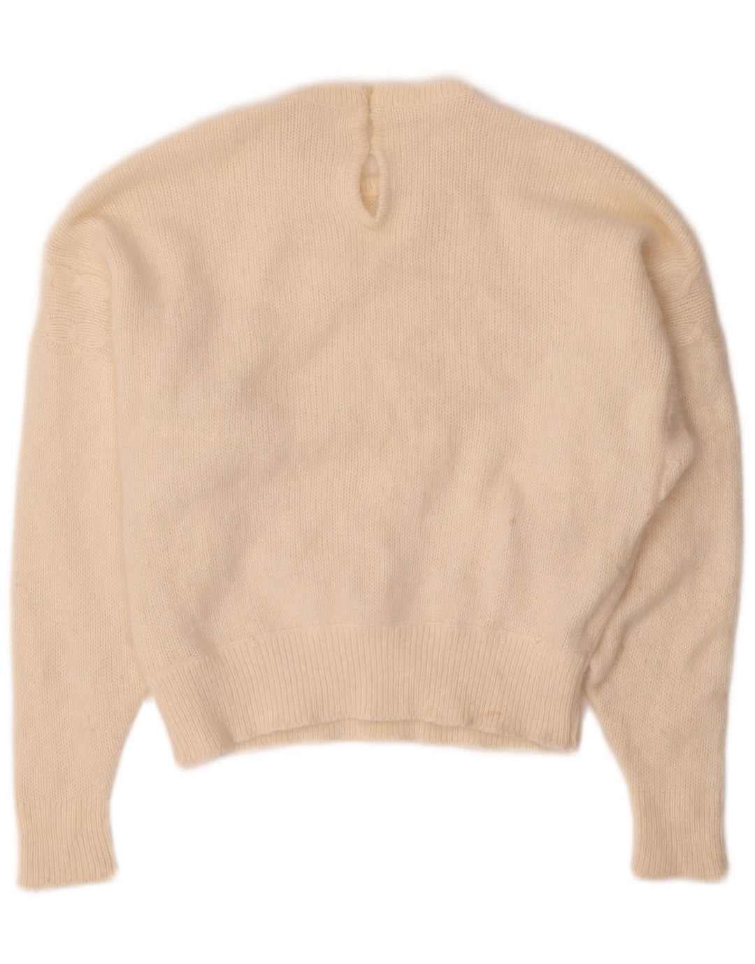 VINTAGE Pull ras du cou pour femme UK 14 Medium Off White