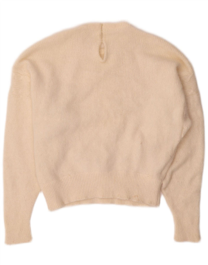 VINTAGE Pull ras du cou pour femme UK 14 Medium Off White