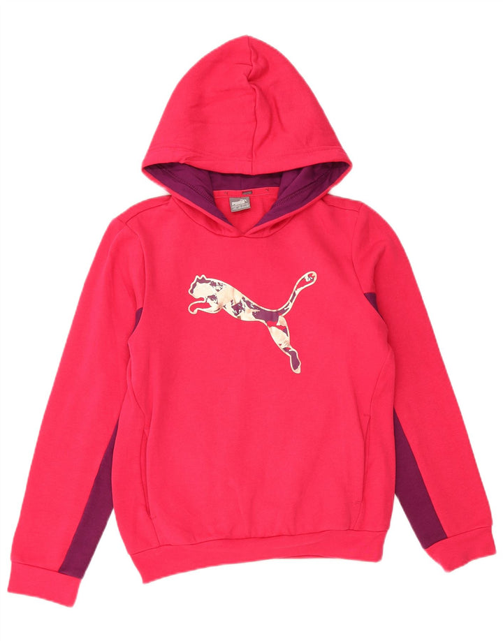 PUMA Sweat à capuche graphique pour fille 11-12 ans Rose en coton color block