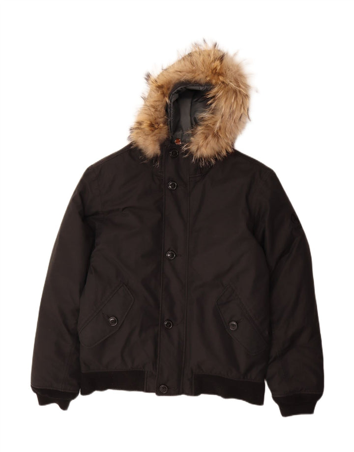Aigle Bomber à capuche pour homme UK 38/40 en coton noir moyen