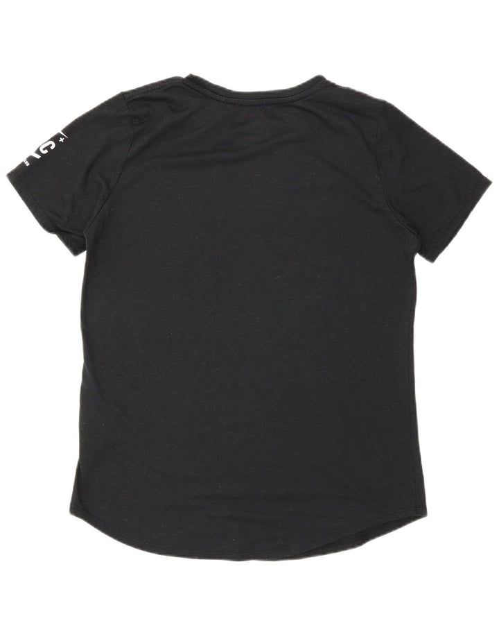 Nike Womens Dri Fit Graphic T-Shirt Top UK 14 Noir Moyen Polyester