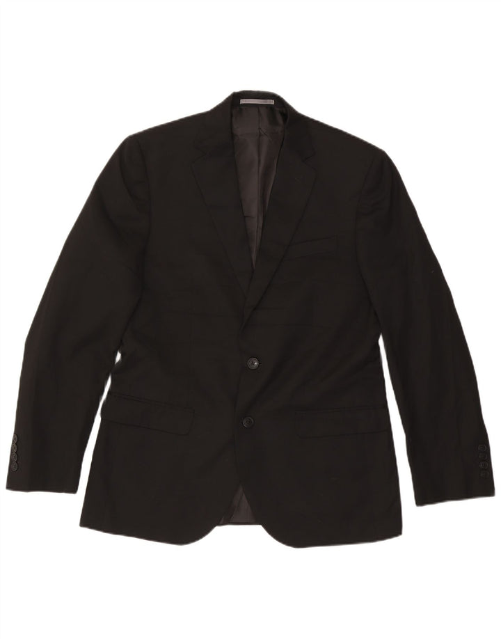 Marks & Spencer Veste blazer coupe régulière à 2 boutons pour homme UK 38 Noir moyen