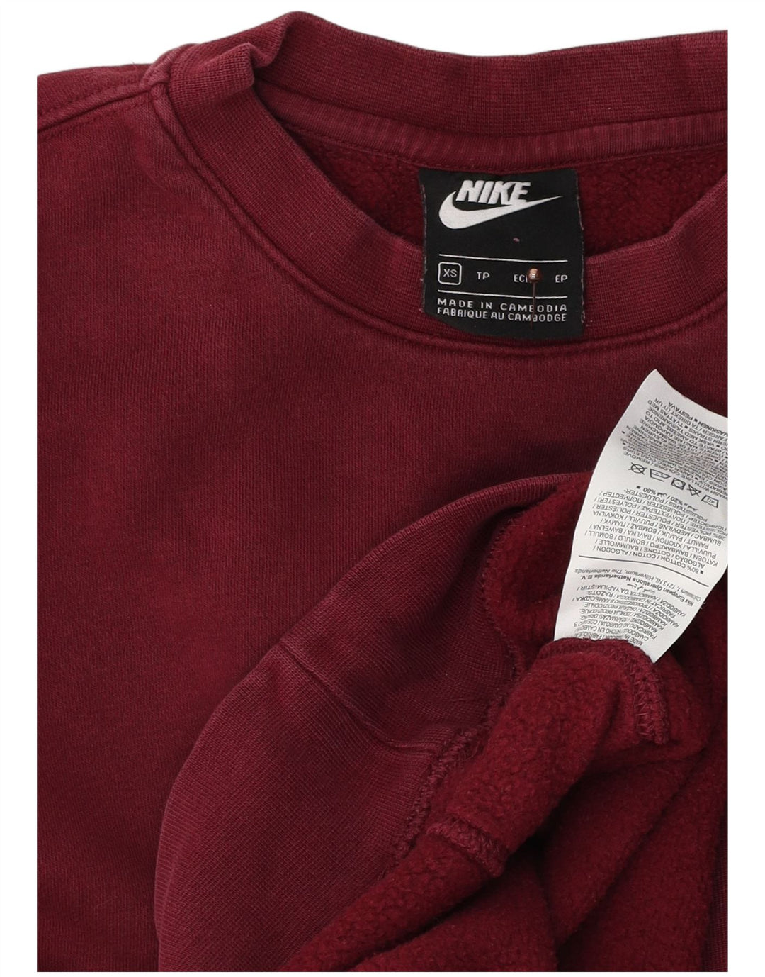 NIKE Sweat-shirt pour homme XS en coton bordeaux