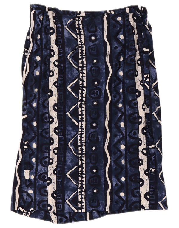 vintage Womens Wrap Jupe W34 Grand Bleu Marine Géométrique