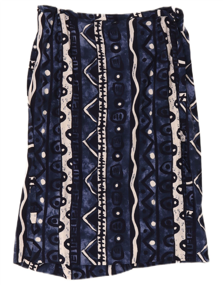 vintage Womens Wrap Jupe W34 Grand Bleu Marine Géométrique