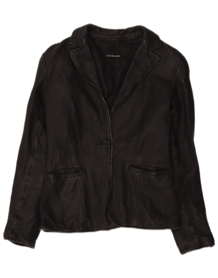 Calvin Klein Veste blazer à 1 bouton pour femme UK 12 Noir moyen classique