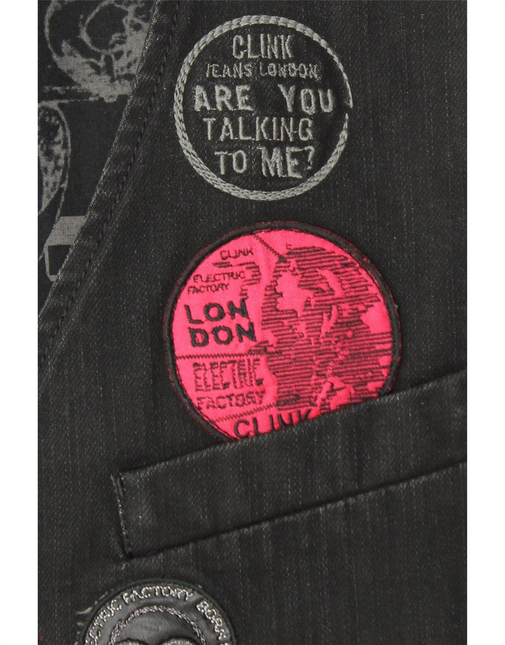 Clink Jeans London Gilet graphique pour homme en coton noir Taille L
