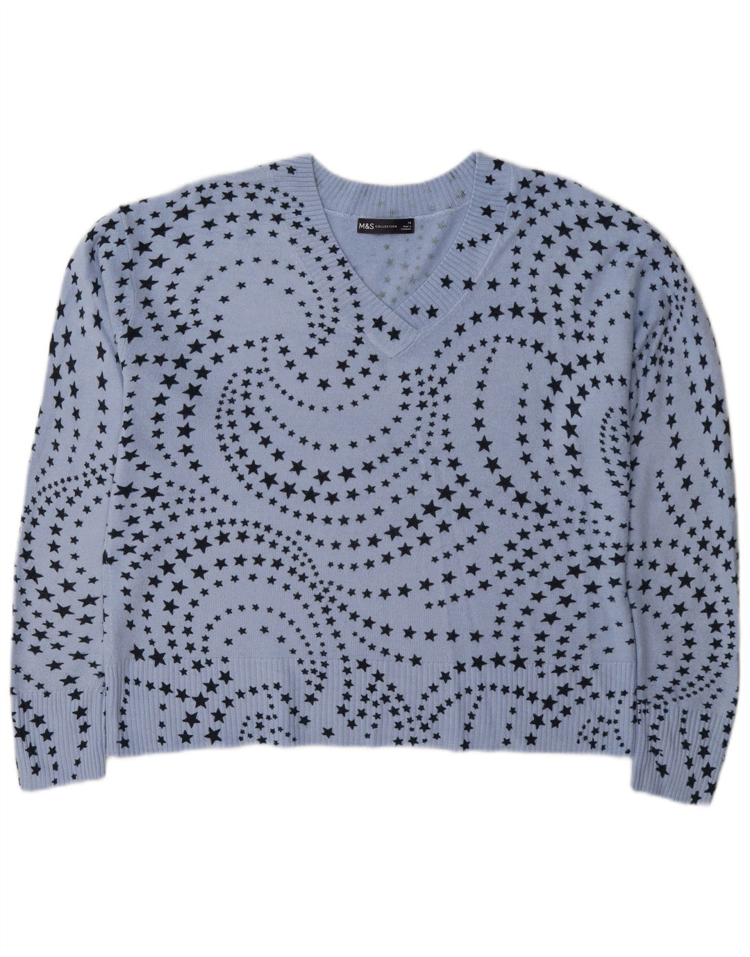 Marks & Spencer Pull col en V pour femme UK 16 Large Bleu