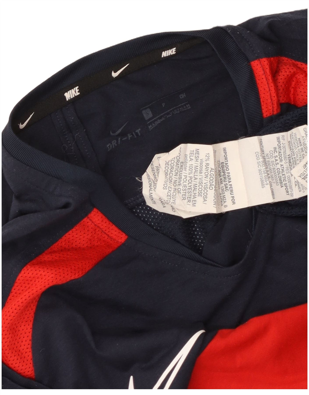 Nike Hommes Dri Fit T-Shirt Haut Petit Bleu Marine Colorblock Polyester