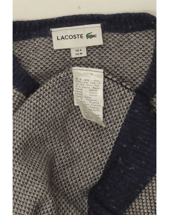 Lacoste Pull ras du cou pour homme Taille 4 Laine mouchetée bleu marine moyen