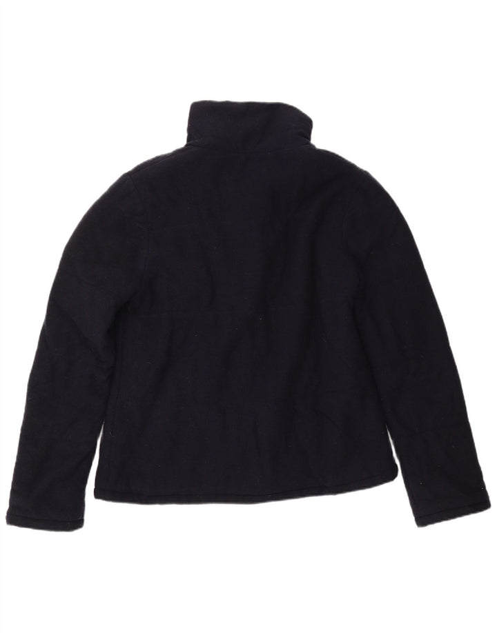 Laura Ashley Veste Bomber Femme UK 12 Medium Bleu Marine Laine d'Agneau