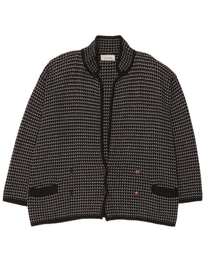 Settebello Cardigan Homme Pull XL Noir Carreaux Acrylique