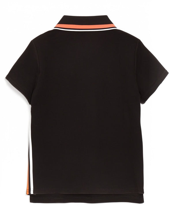 Juicy Couture Polo Femme UK 8 Petit Coton Rayé Noir