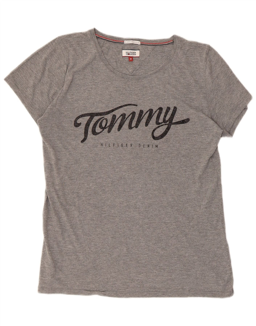 Tommy Hilfiger T-shirt graphique pour femme UK 14 Gris moyen