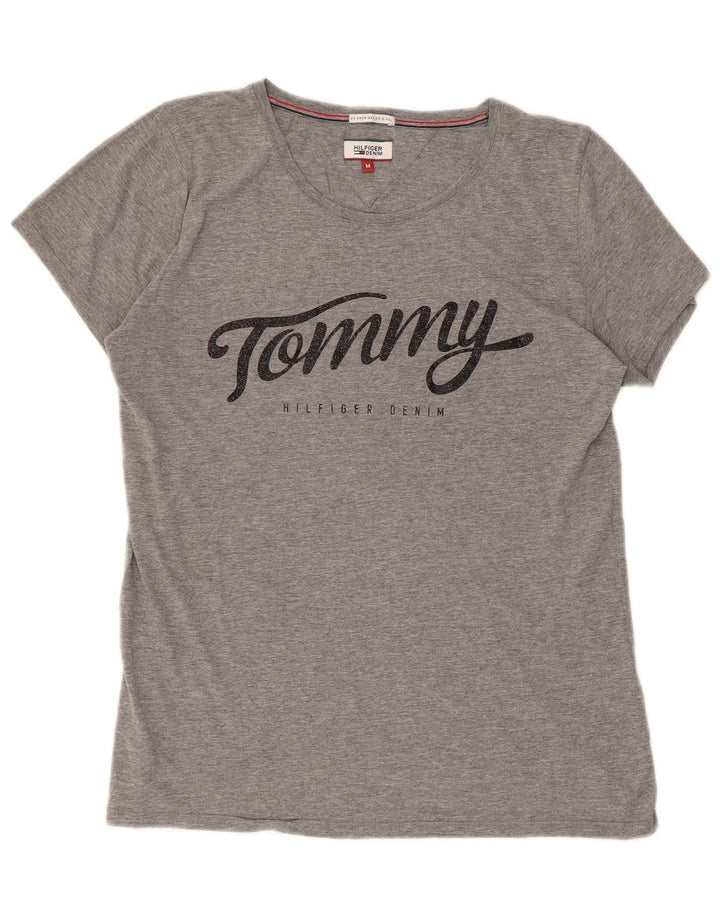 Tommy Hilfiger T-shirt graphique pour femme UK 14 Gris moyen