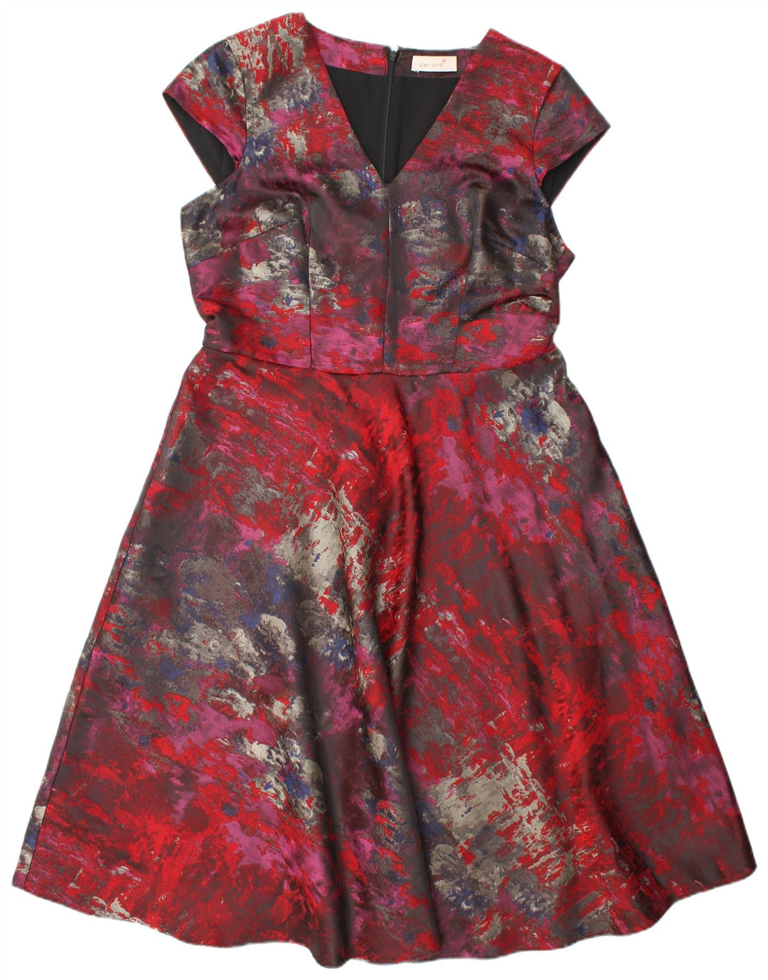 MARKS & SPENCER Robe trapèze à motif abstrait pour femme UK 14 Large Rouge