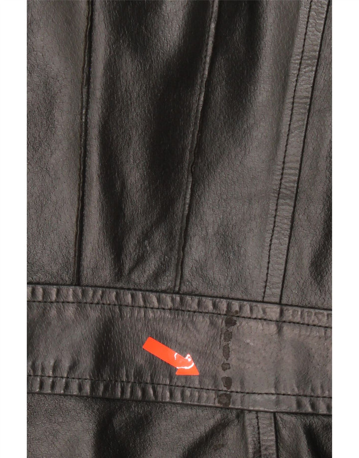 BENETTON Womens Leather Jacket IT 40 Small Black Leather Vintage Benetton and Second-Hand Benetton from Messina Hembry 