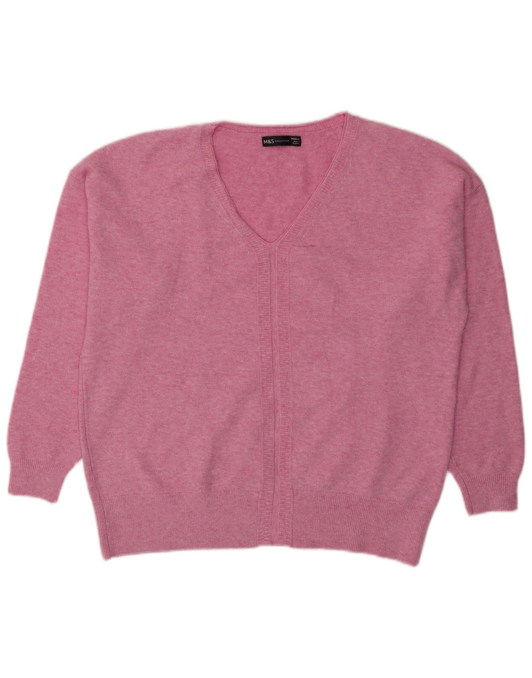 Marks & Spencer Pull surdimensionné à col en V pour femme UK 14 Rose moyen