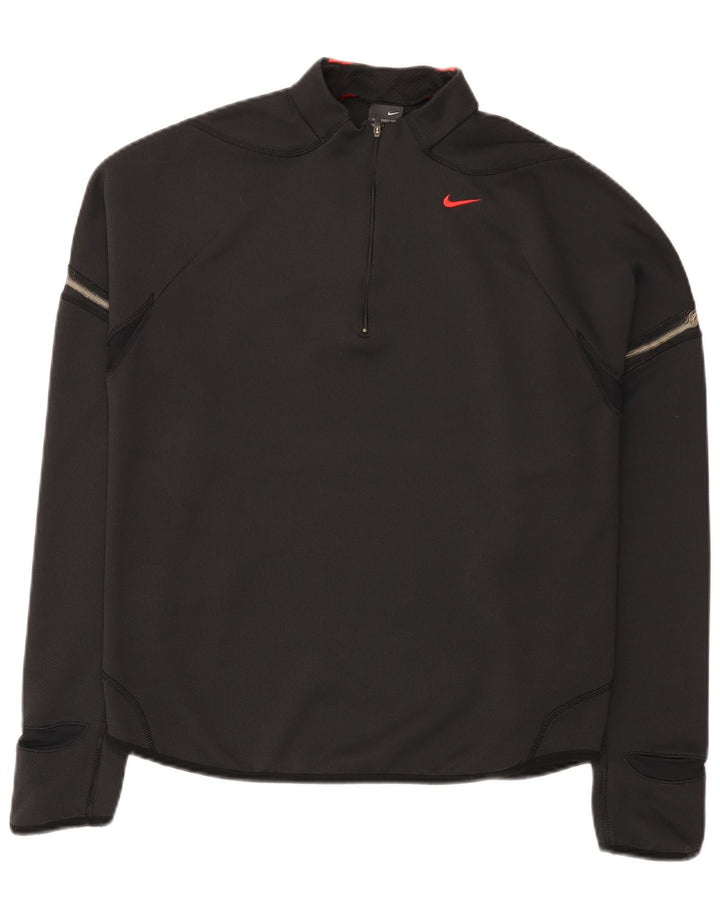 Nike Haut à col zippé à manches longues pour homme UK 42/44 Large Noir Polyester