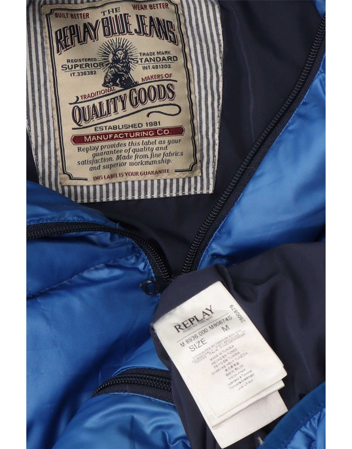 Replay Veste matelassée à capuche pour hommes UK 38 Bleu moyen Polyester