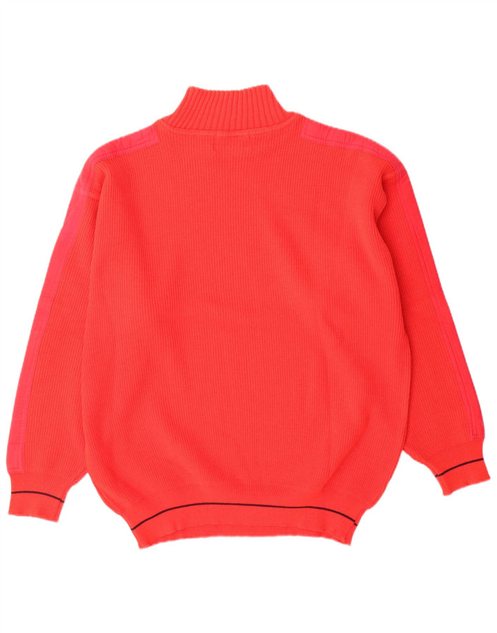 vintage Mens Turtle Neck Jumper Pull IT 50 Laine Rouge Moyenne