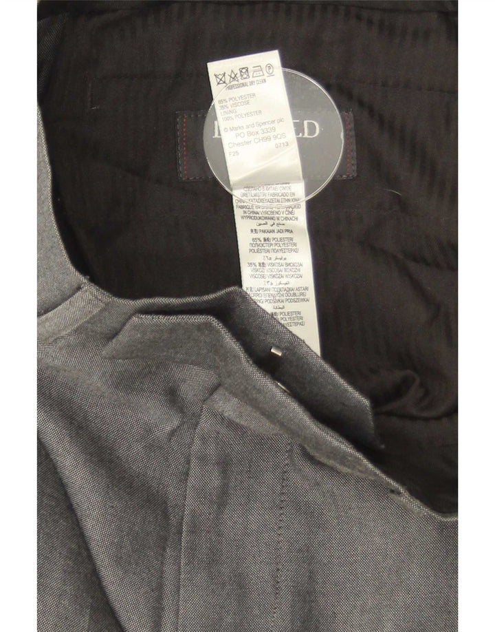 Marks & Spencer Pantalon de Costume Droit Homme W30 L31 Gris Polyester