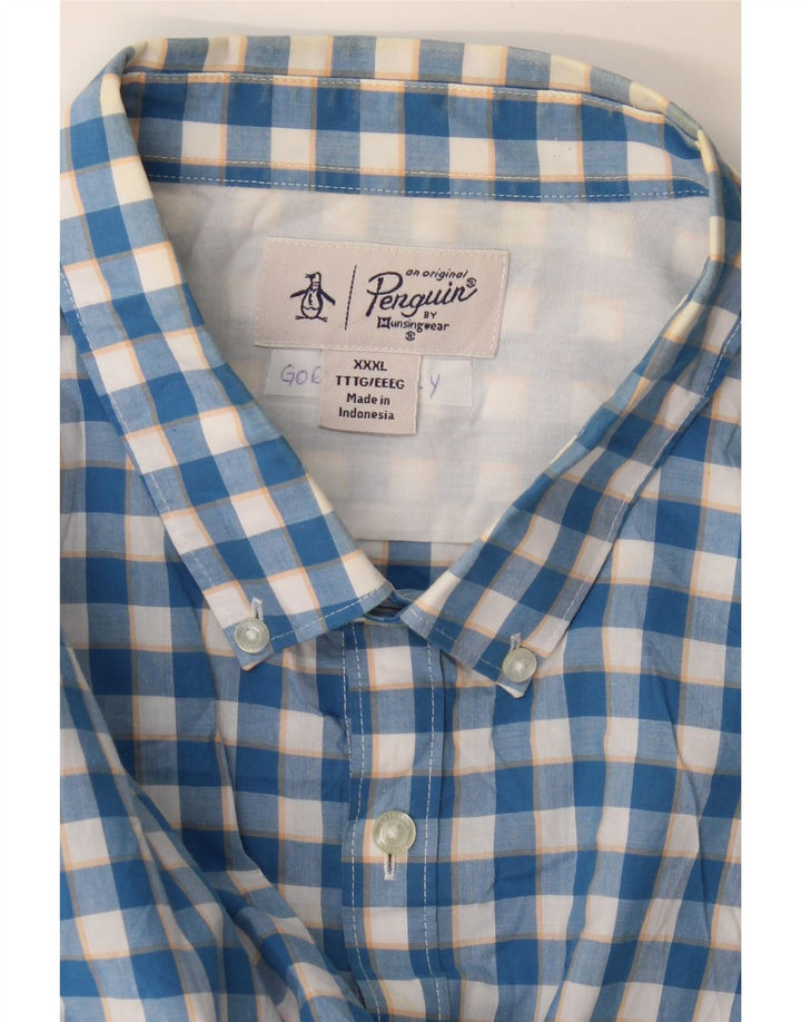 Penguin Chemise à manches courtes pour homme 3XL Bleu vichy