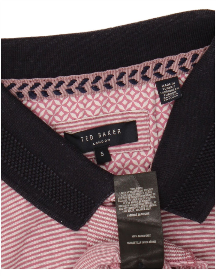 TED BAKER Polo homme taille 5 XL coton à fines rayures rose