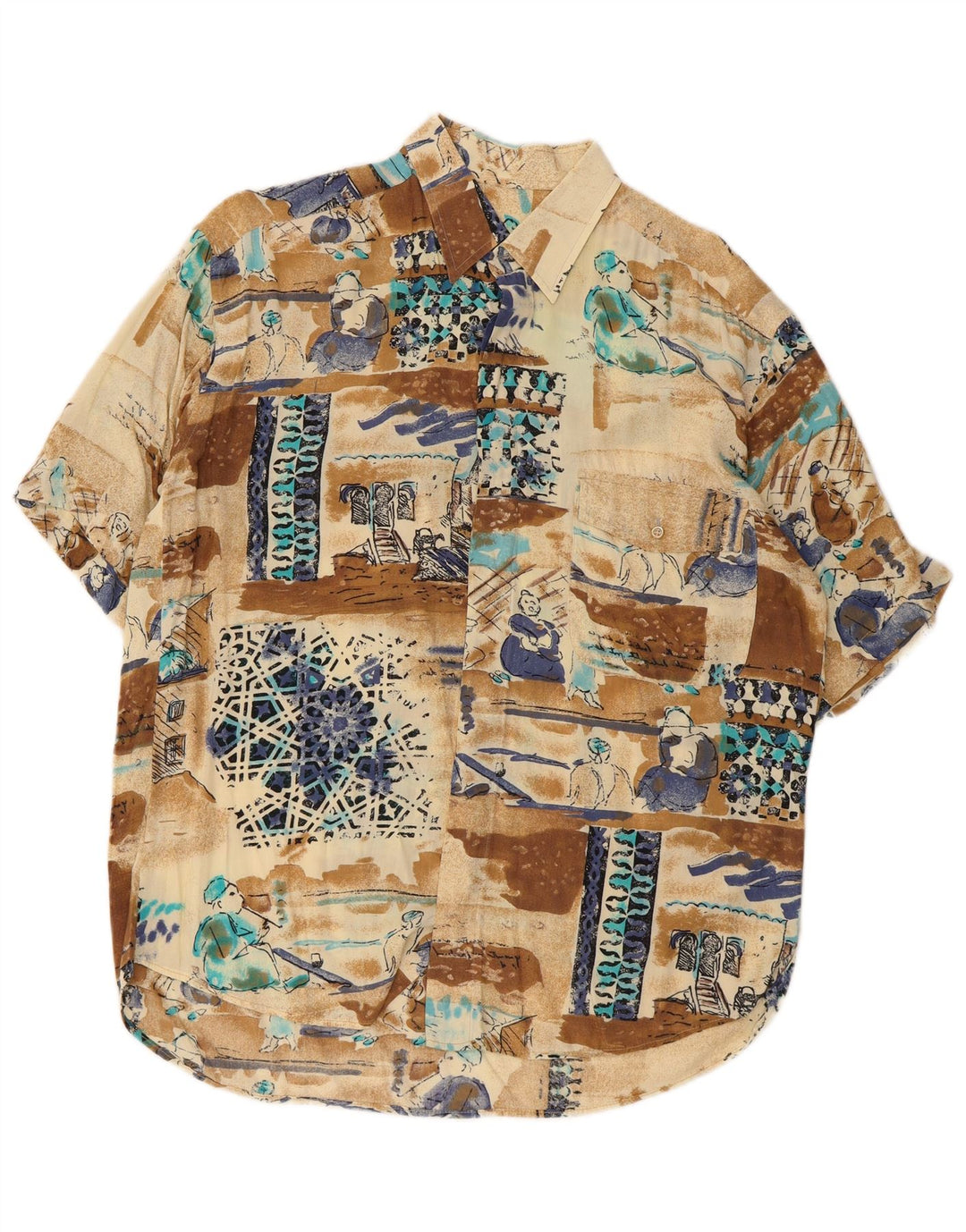 Carrel Chemise à Manches Courtes à Motif Abstrait Homme Multicolore Moyen
