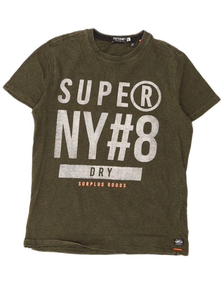 Superdry T-Shirt Graphique Homme Kaki Large Coton