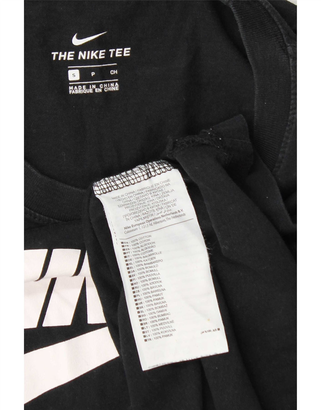 Nike Haut graphique à manches longues pour femme UK 10 Petit coton noir