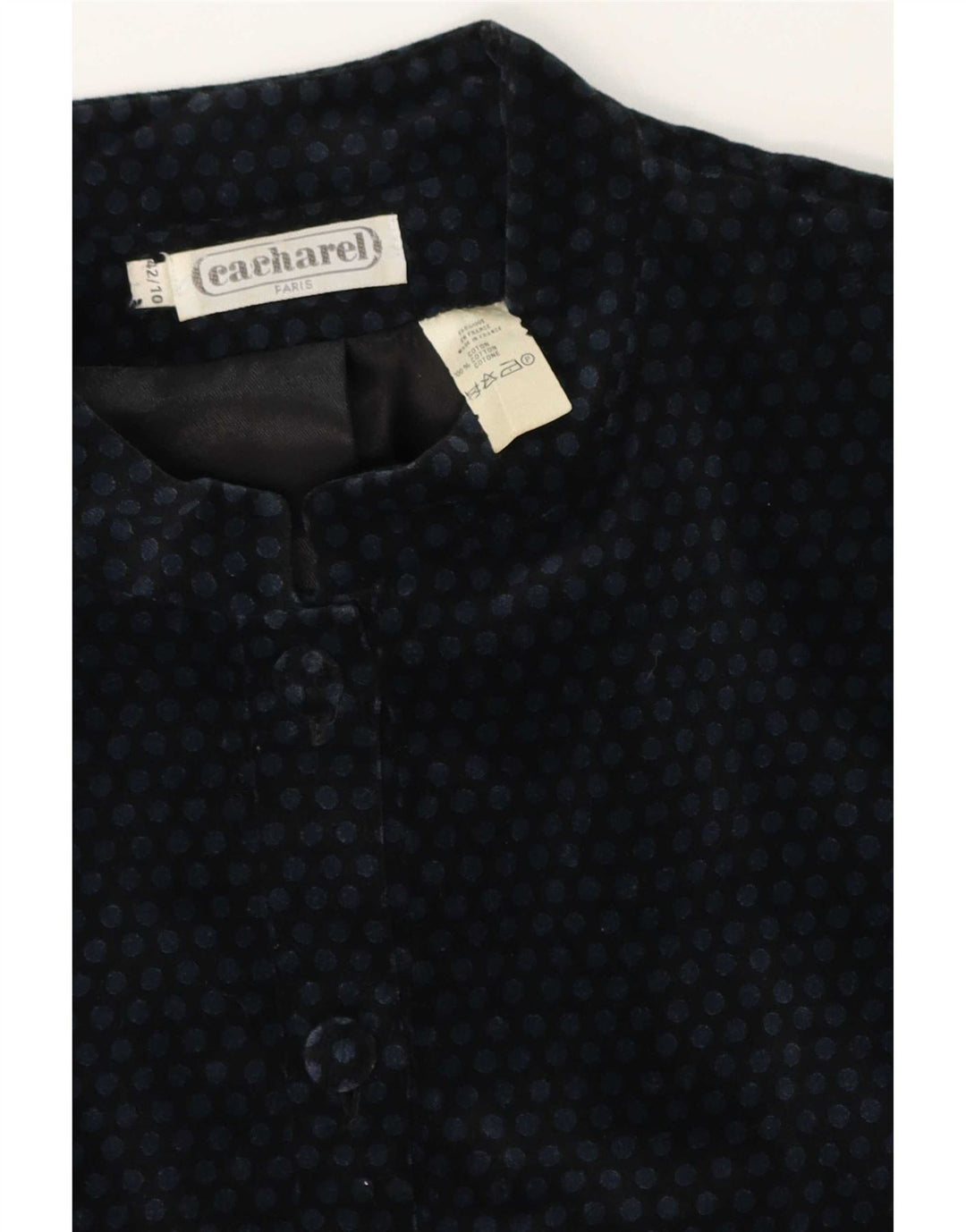 Cacharel Femmes Crop 6 Bouton Blazer Veste US 10 Grand Bleu Marine À Pois