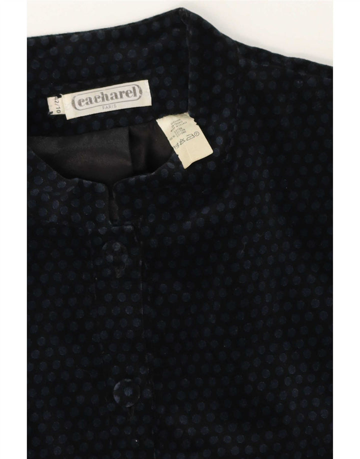 Cacharel Femmes Crop 6 Bouton Blazer Veste US 10 Grand Bleu Marine À Pois