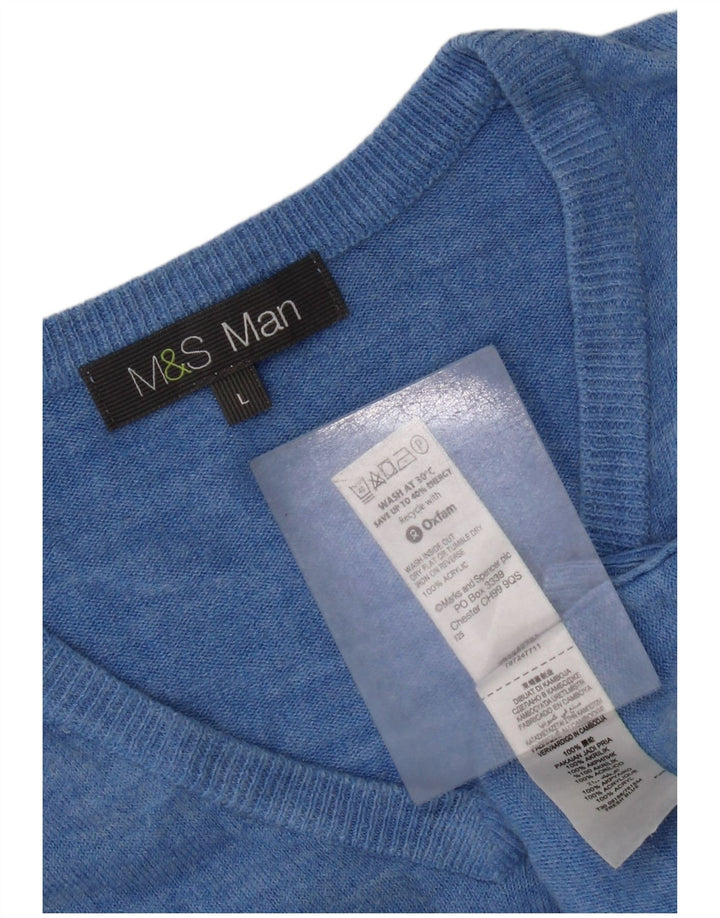 Marks & Spencer Pull col V pour homme en acrylique bleu Taille L