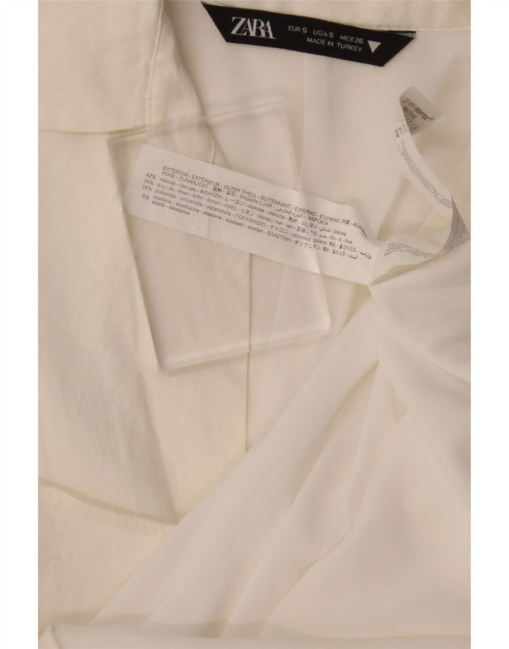 ZARA Robe fourreau à manches courtes pour femme UK 10 Small Off White Viscose