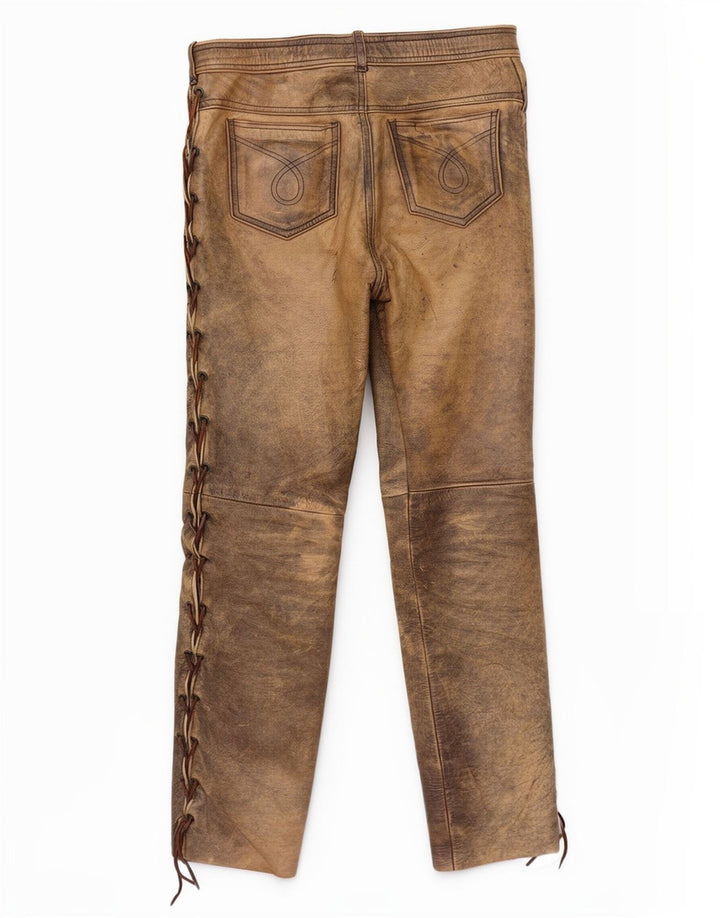 Pantera Pantalon en cuir pour homme Taille 31 W31 L33 Cuir marron