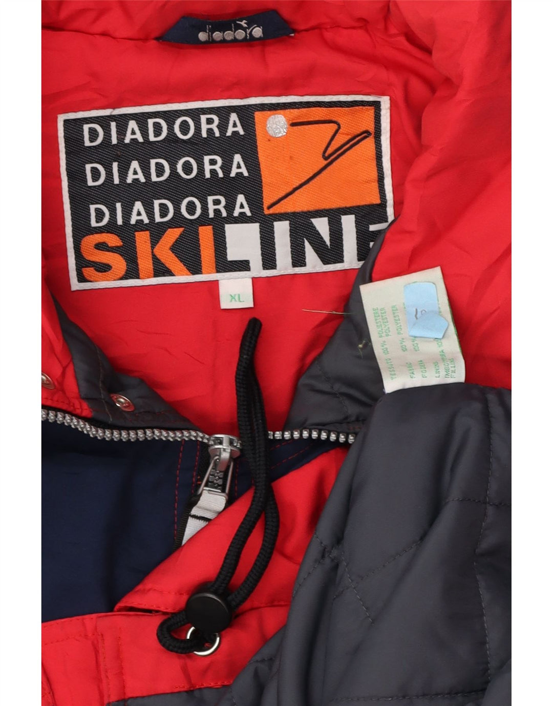 DIADORA Veste de ski à capuche graphique pour homme UK 42 XL Rouge Colorblock Polyester