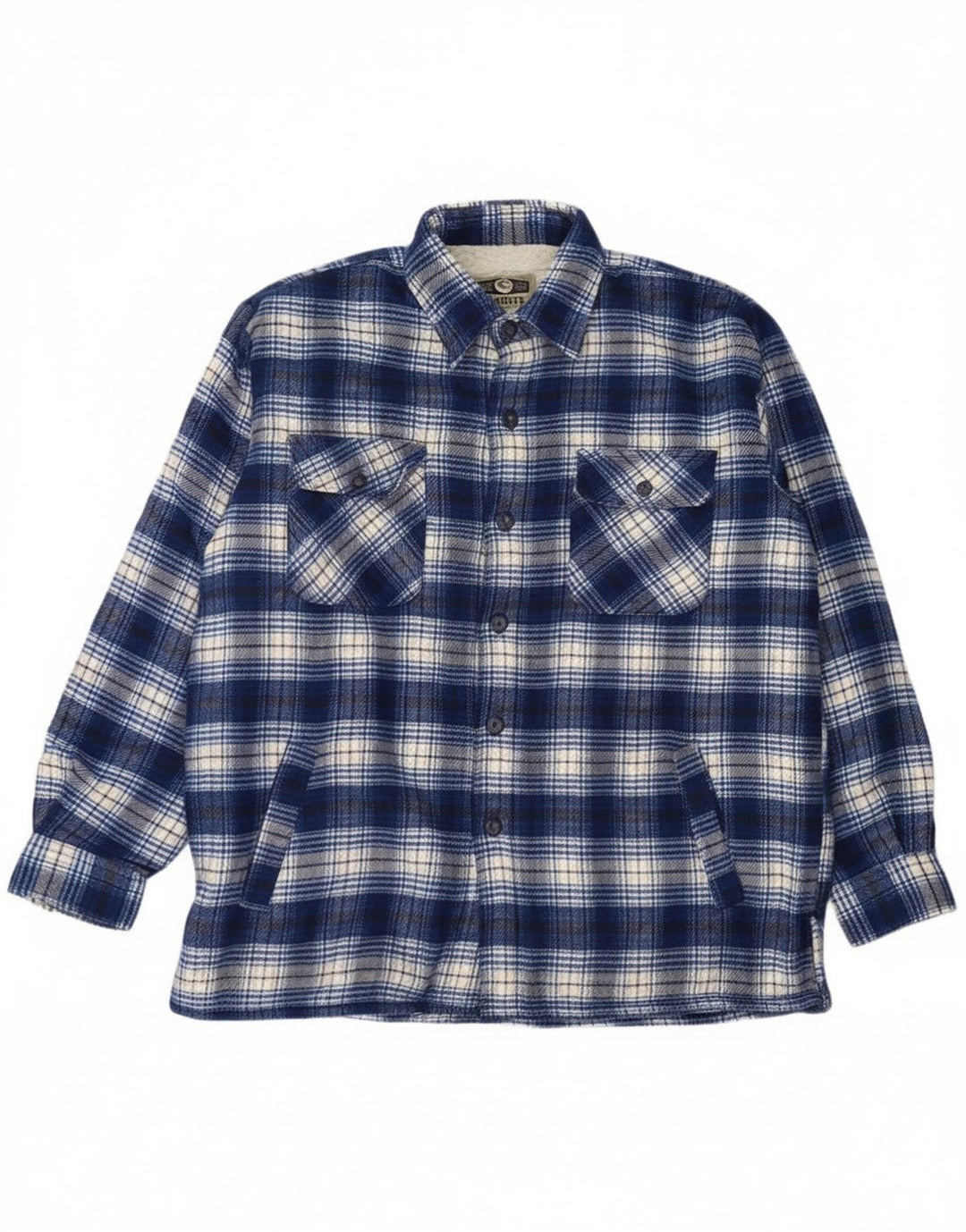 vintage Mens Lumberjack Flanelle Chemise Grand Bleu Check Acrylique