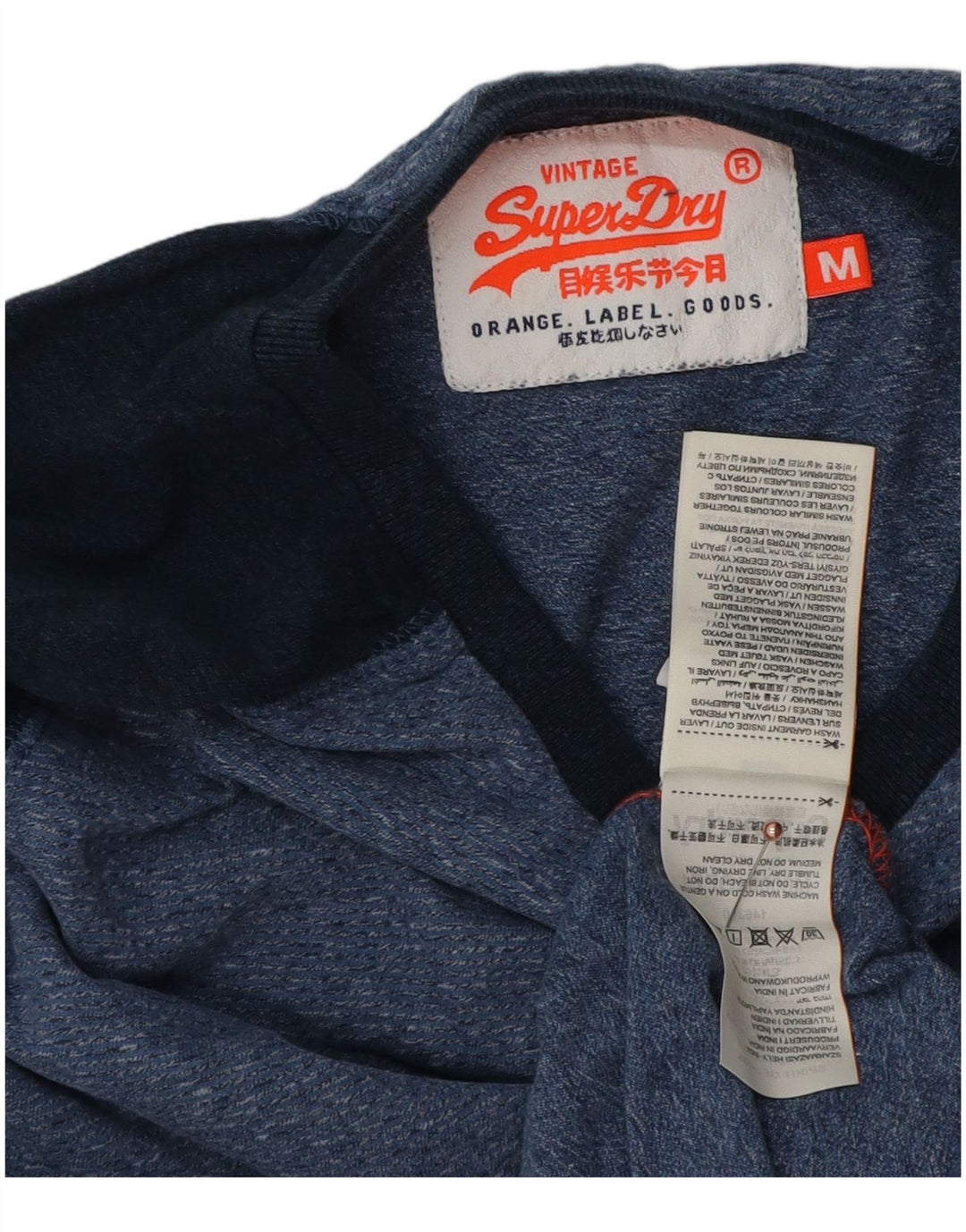 Superdry Haut à Manches Longues en Coton Colorblock Bleu Moyen Homme