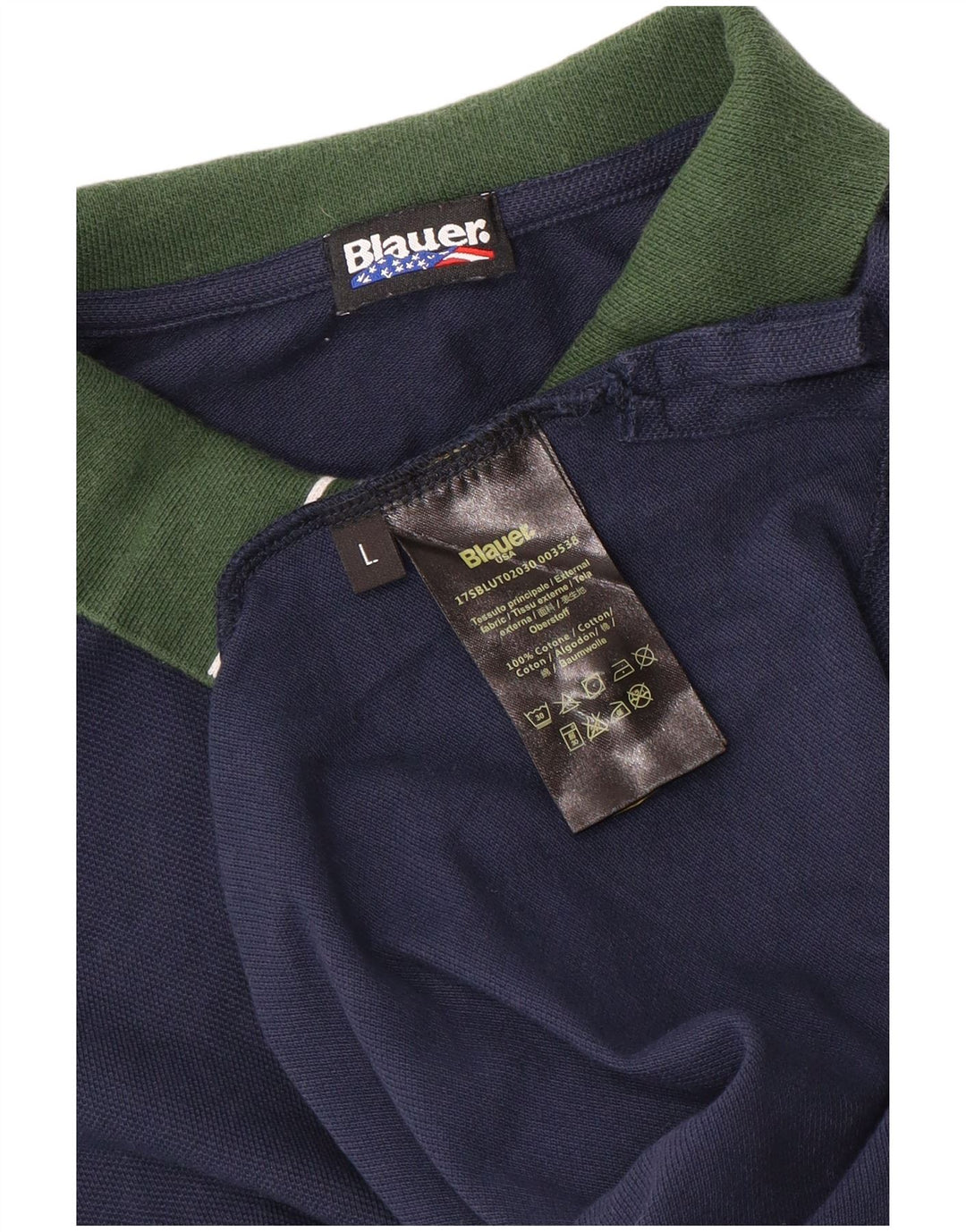 Blauer Polo Homme Large Bleu Marine Colourblock Coton