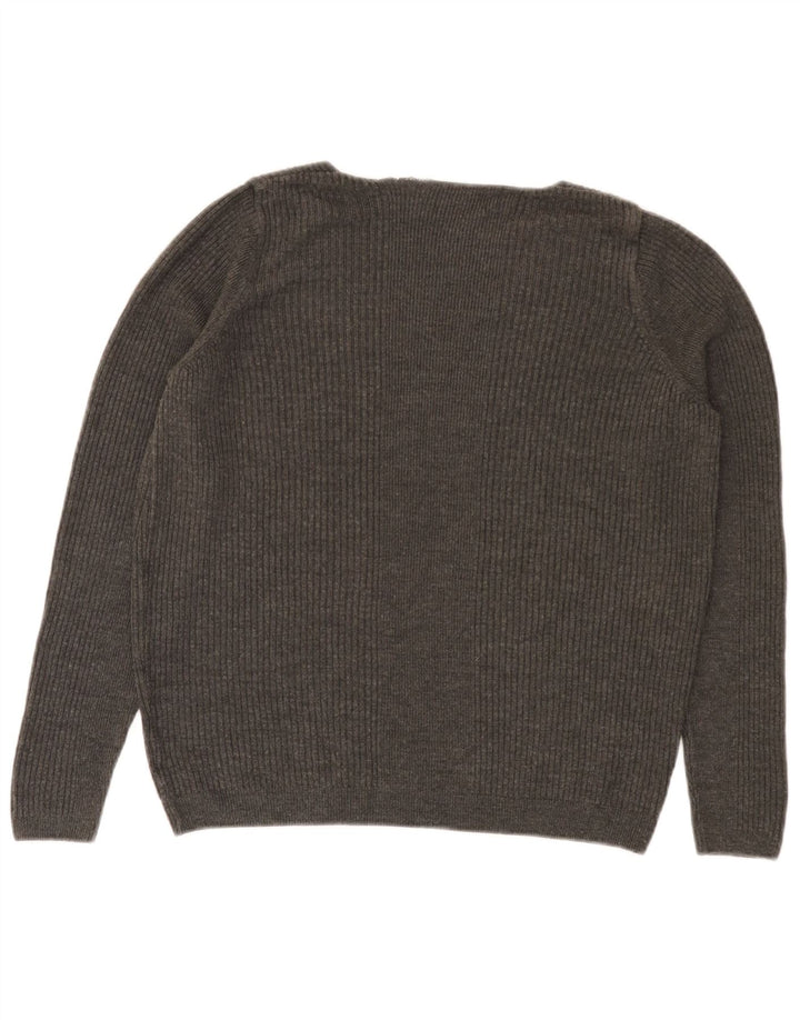 Marks & Spencer Pull col en V pour femme UK 14 Gris moyen