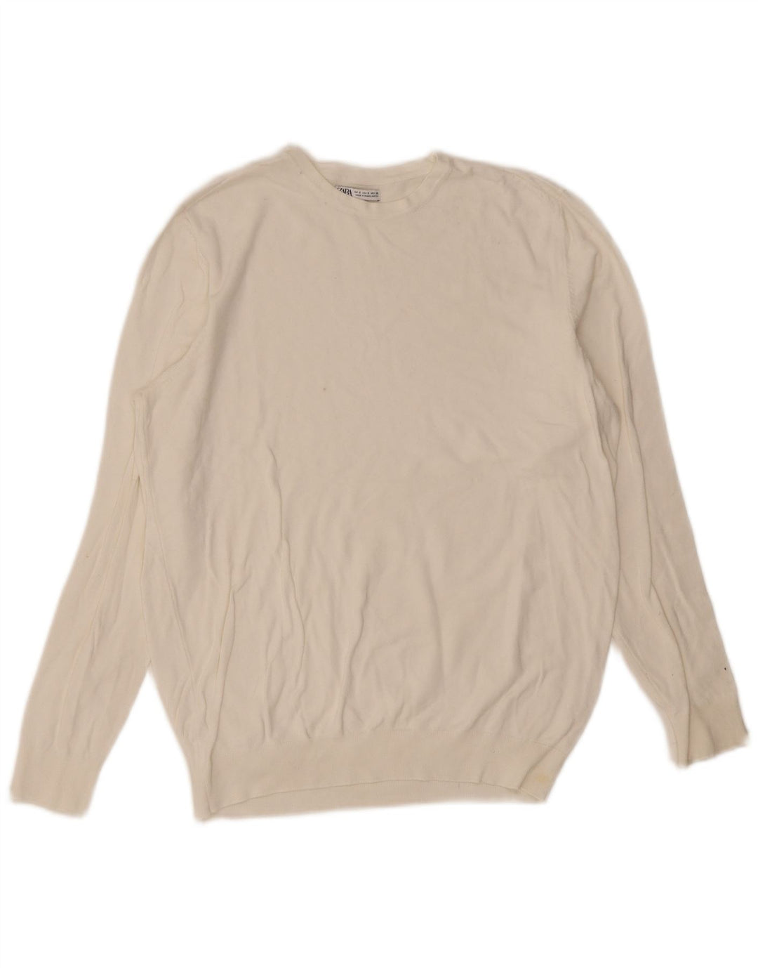 Zara Pull à col rond pour homme Petit Blanc