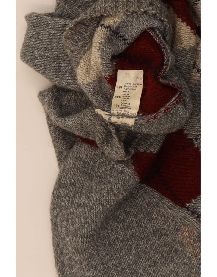 Rodes Pull col rond homme IT 48 Gris moyen Argyle/Diamant